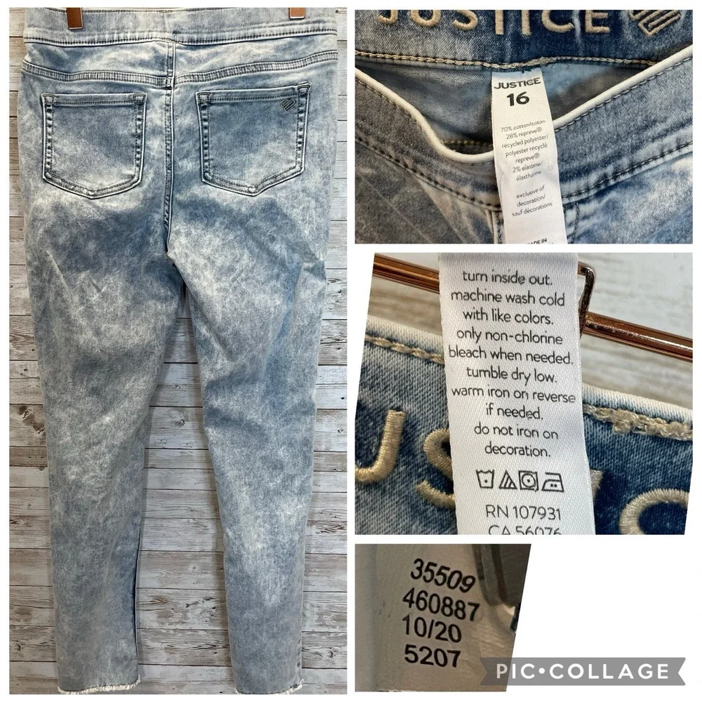 Lot of 4 Justice Girls 16 Jeans Skinny‎ Stretch Jeggings Leggings Blue Acid Wash